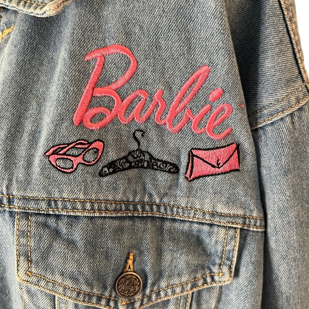Vintage 90s Barbie Embroirdered Jerry Leigh Jean Jacket  Size Medium - Picture 5 of 8